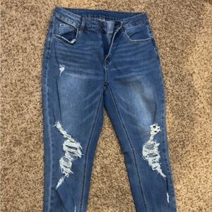 Distressed Blue Jeans